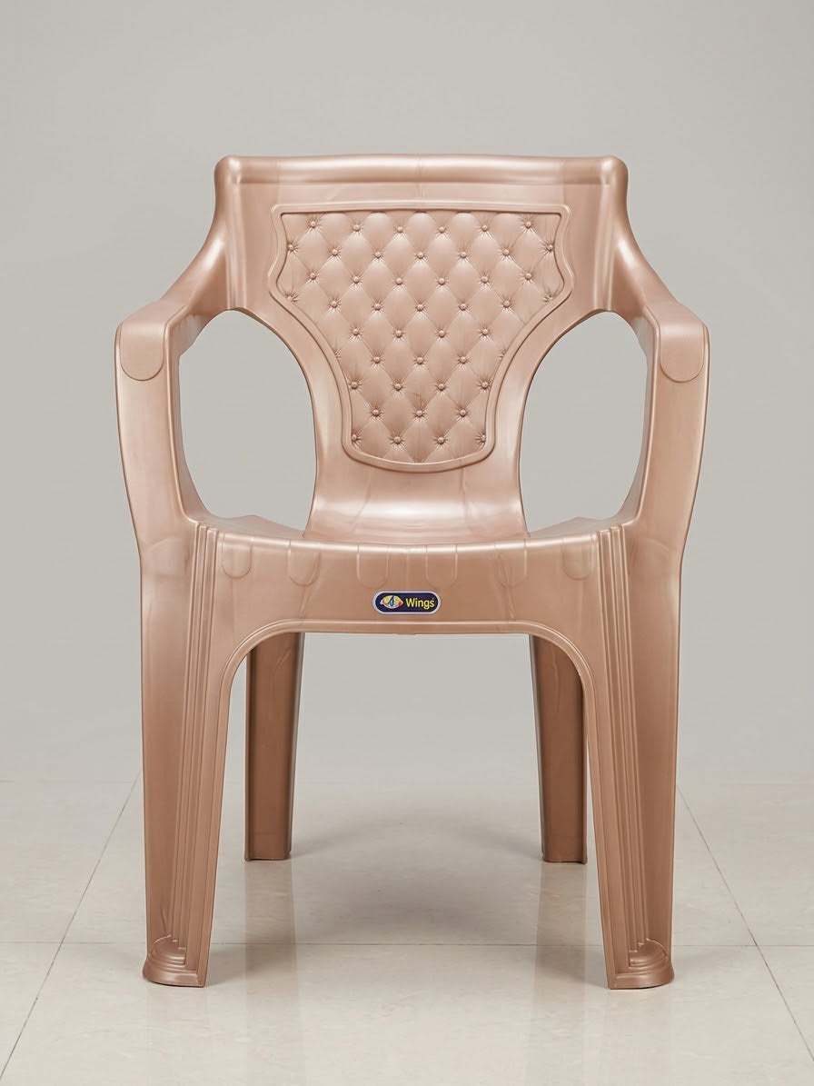 Wings Bubbly Chair | Premium Molded Plastic Armchair with Tufted Backrest