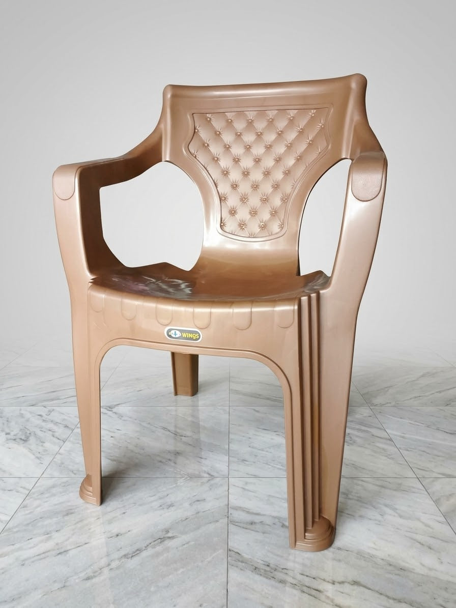 Wings Bubbly Chair | Premium Molded Plastic Armchair with Tufted Backrest