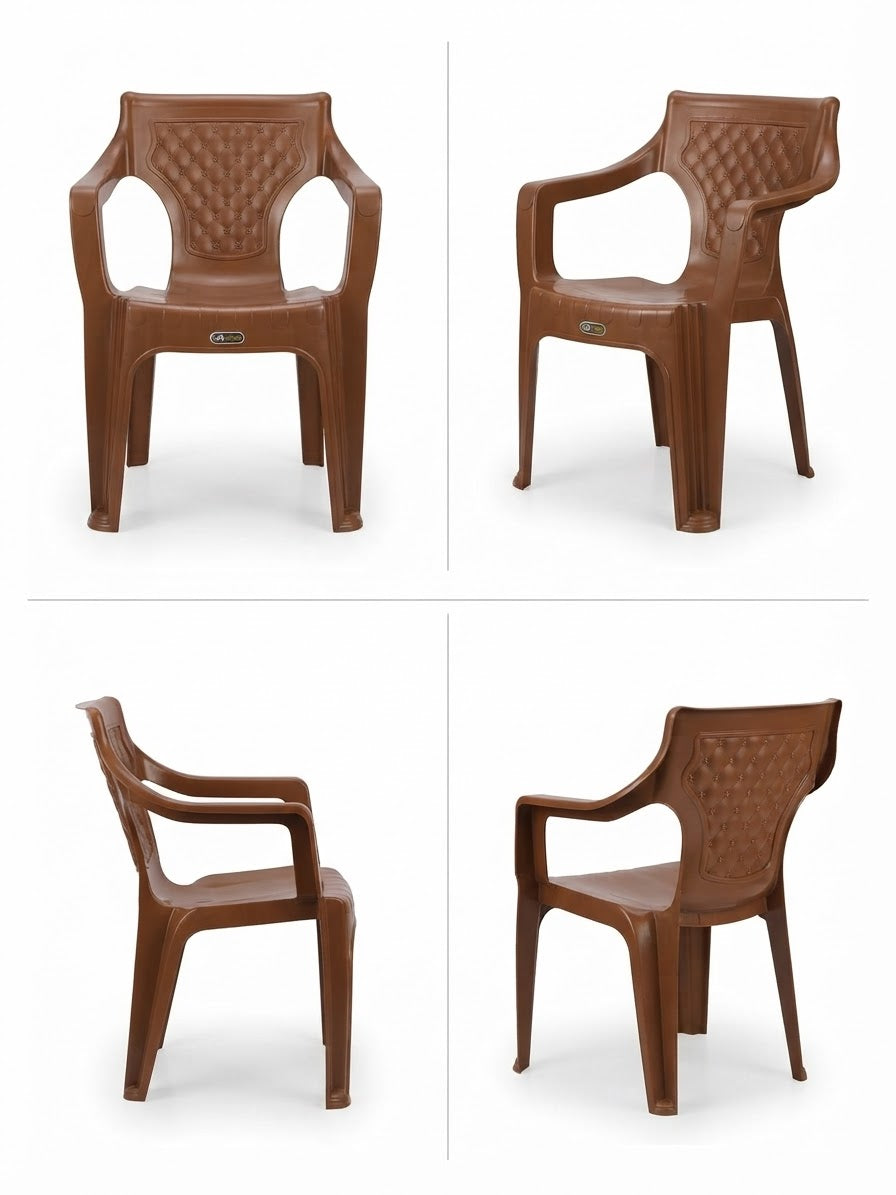 Wings Bubbly Chair | Premium Molded Plastic Armchair with Tufted Backrest