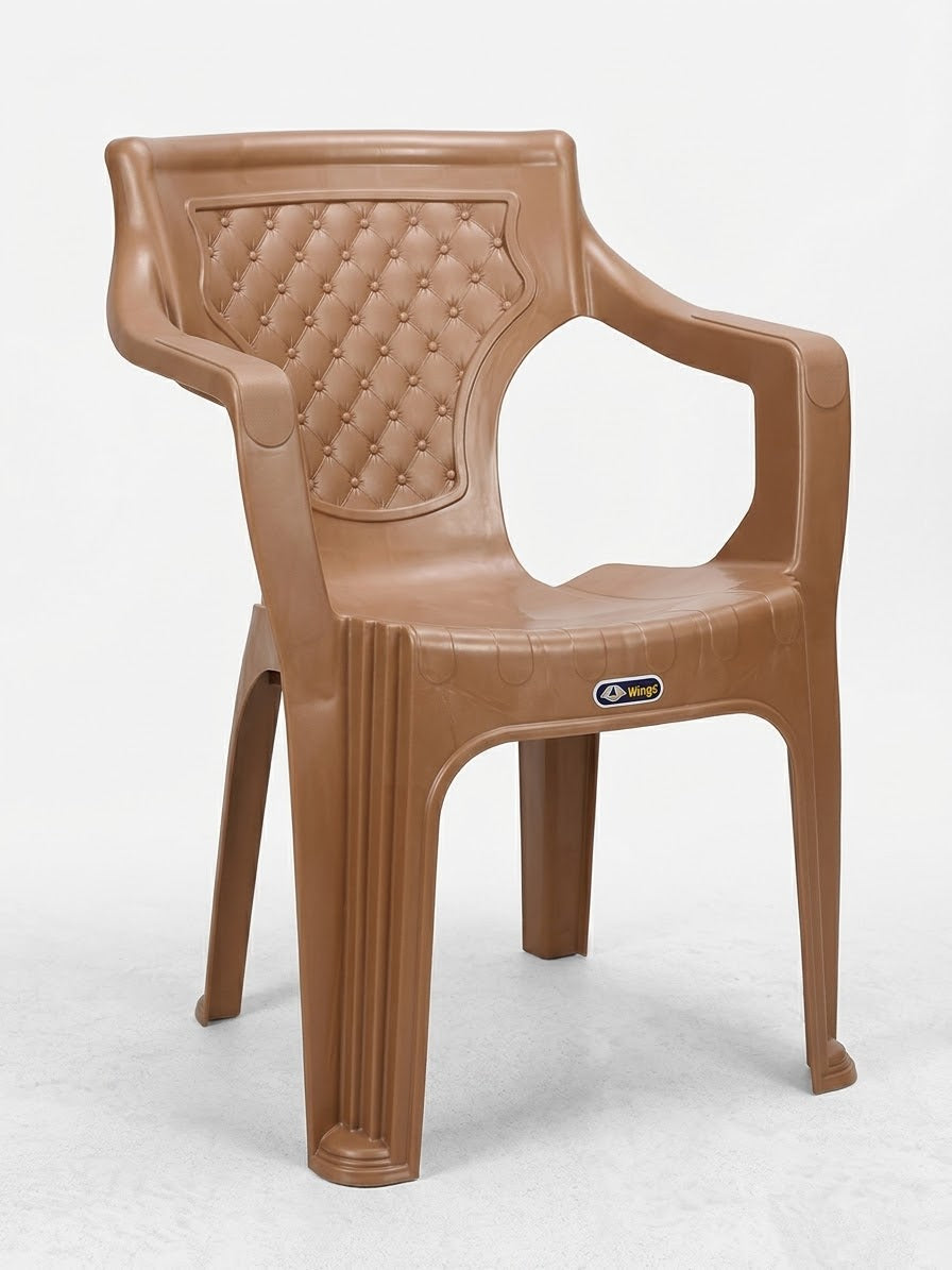 Wings Bubbly Chair | Premium Molded Plastic Armchair with Tufted Backrest