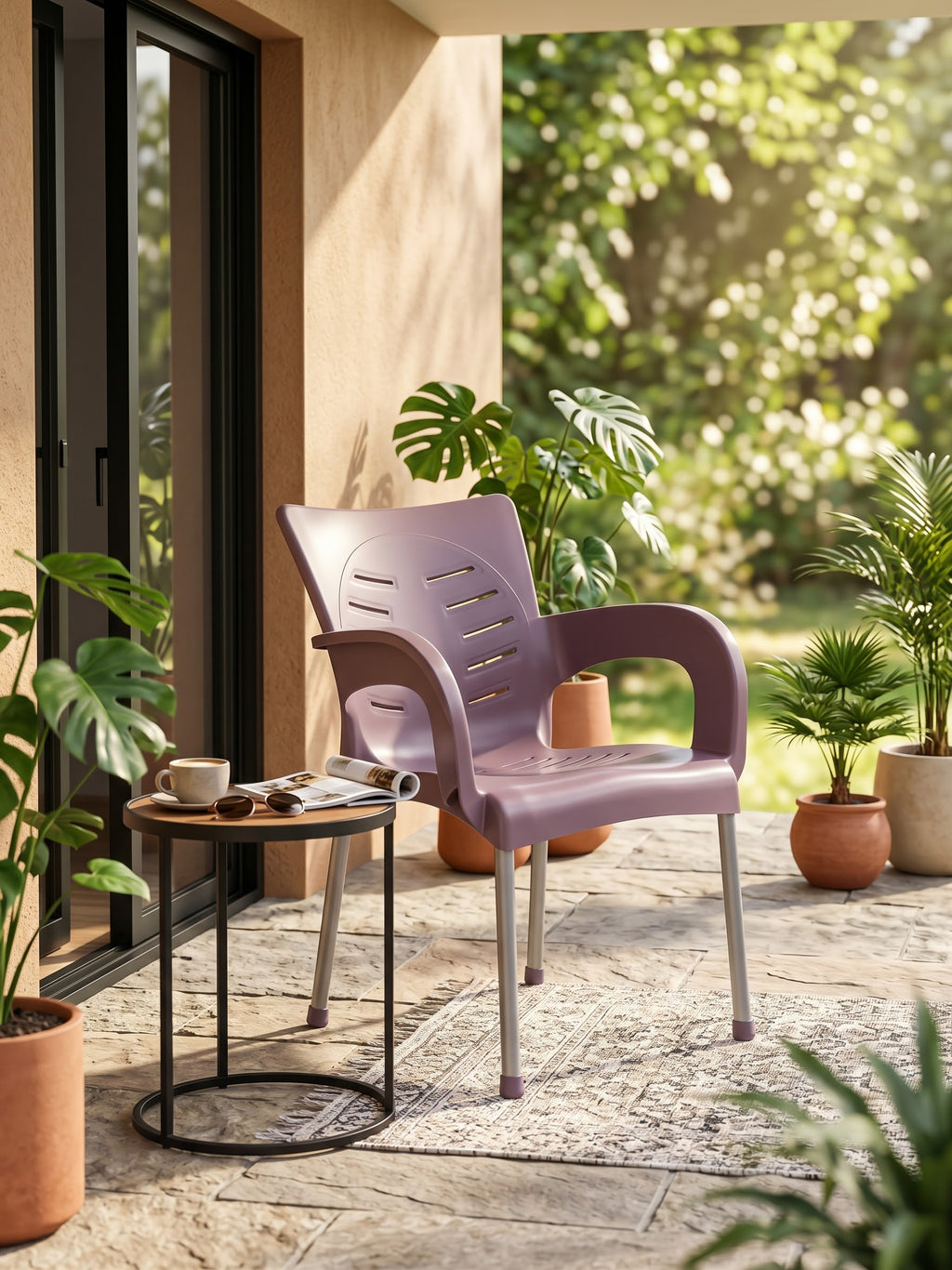 4Star Relaxo Premium Plastic Armchair with Strong Metal Legs | Indoor & Outdoor Chair